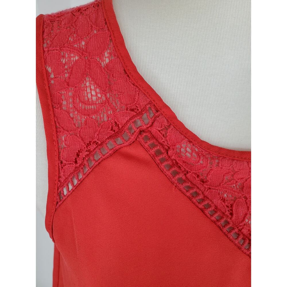 Monteau Coral Lace Yoke Sleeveless Blouse Romantic Boho Sz L - Picture 7 of 9